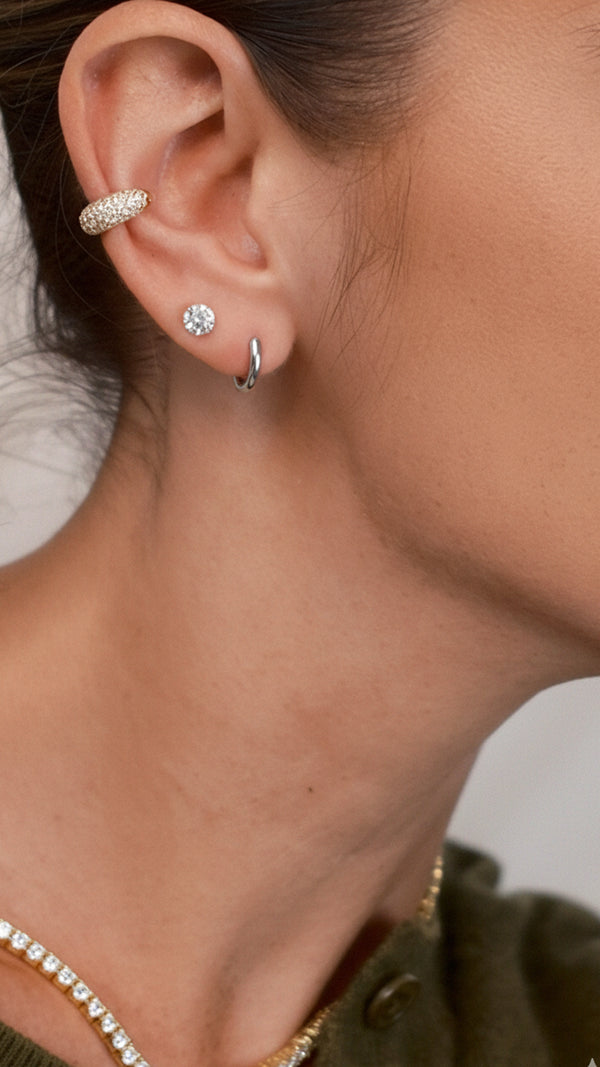 Alix Nude Huggie Earrings Sterling Silver