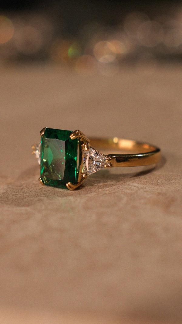 Alma Ring Emerald Gold Vermeil