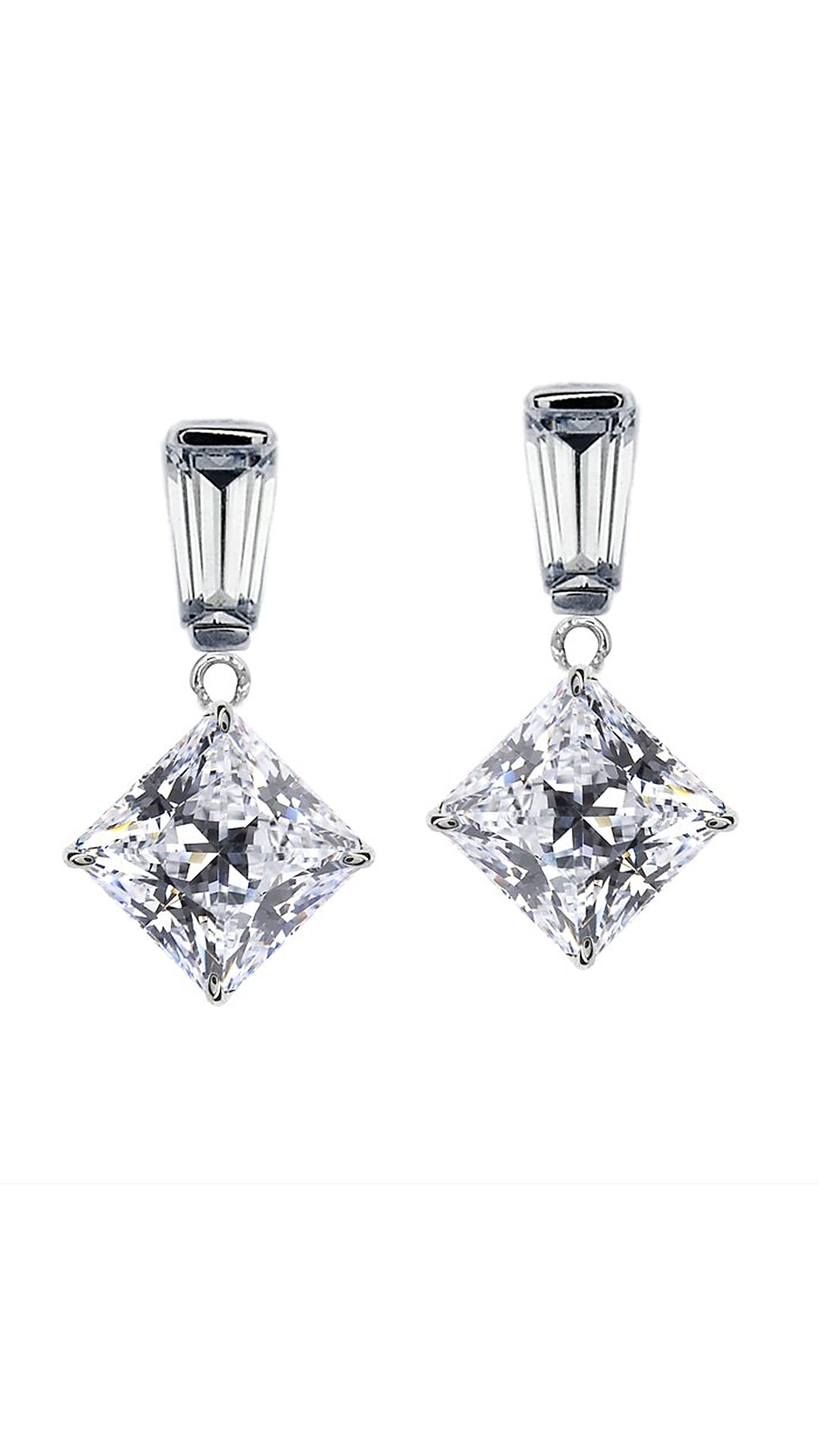 Amberley Baguette Princess Drop Earrings