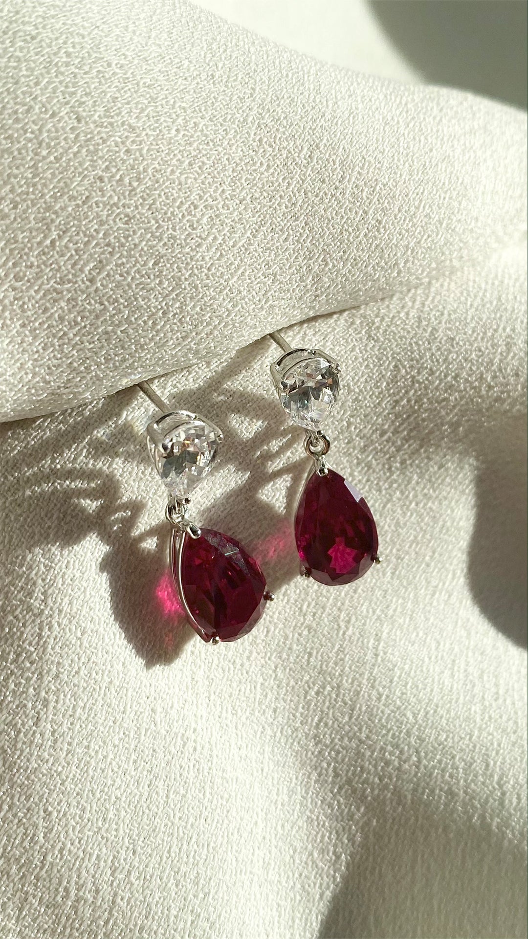 Arabella Ruby Earrings 9K White Gold