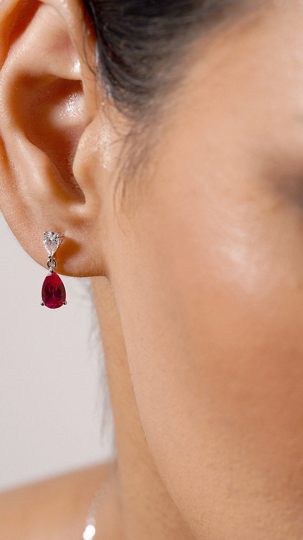 Arabella Baby Earrings Ruby Sterling Silver
