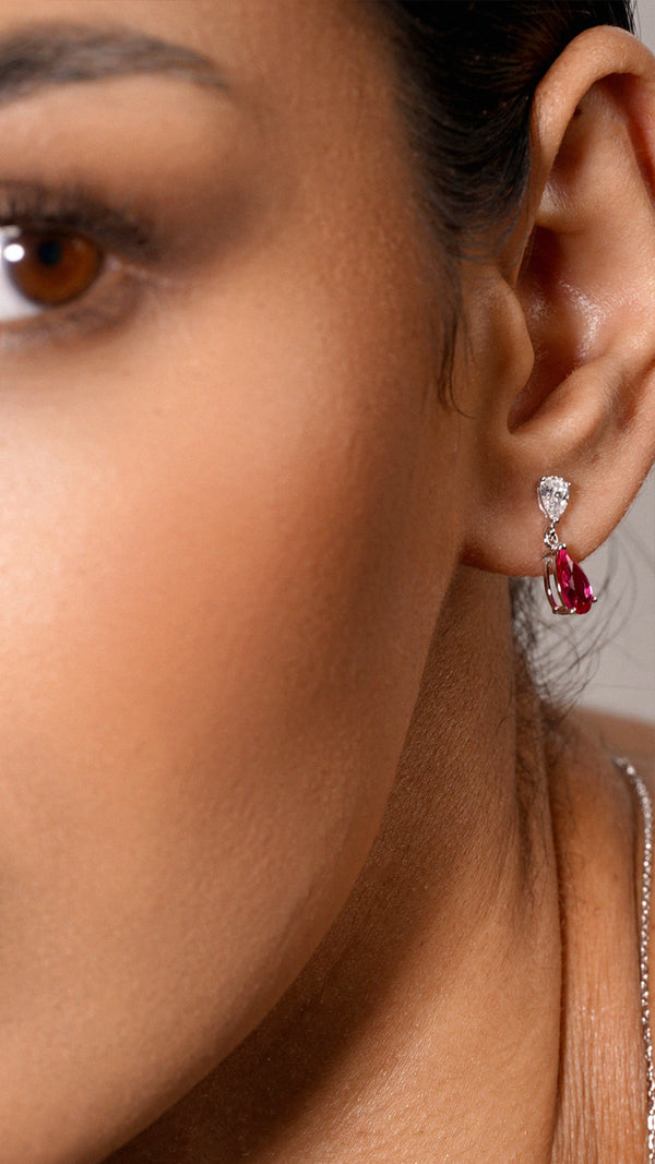 Arabella Baby Earrings Ruby Sterling Silver