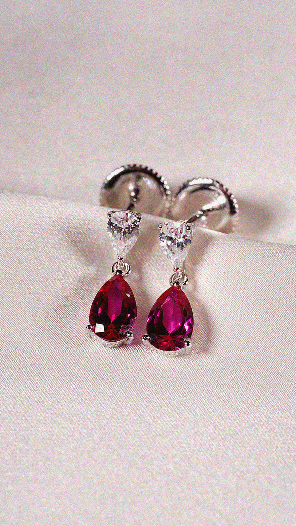 Arabella Baby Earrings Ruby Sterling Silver