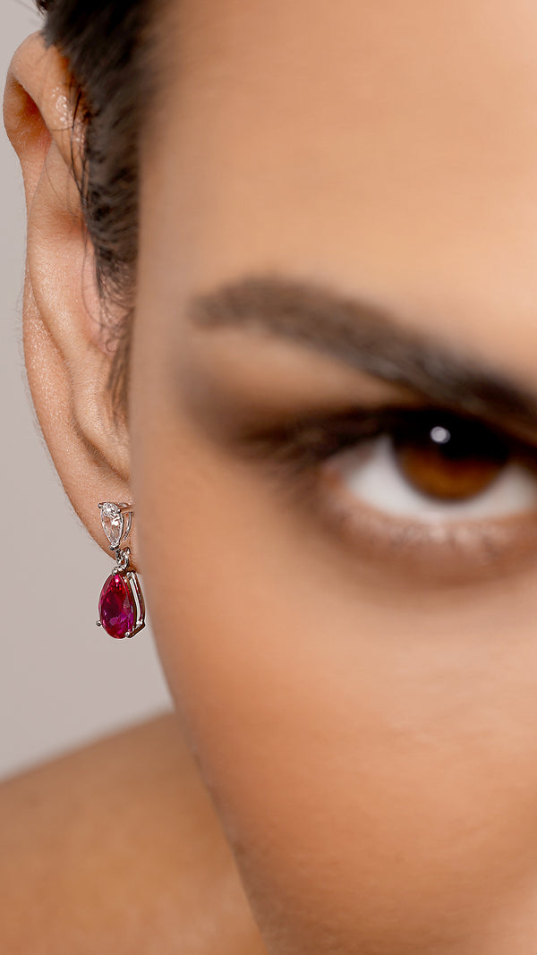 Arabella Baby Earrings Ruby Sterling Silver