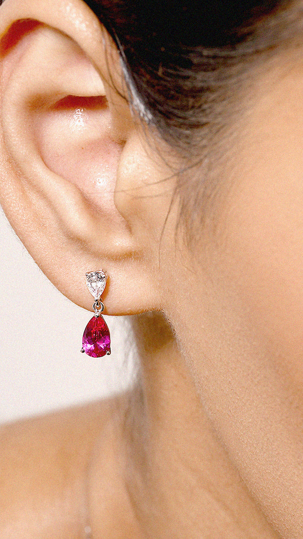 Arabella Baby Earrings Ruby Sterling Silver