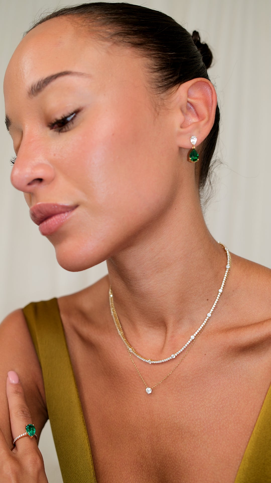 Arabella Emerald Green Earrings Gold Vermeil