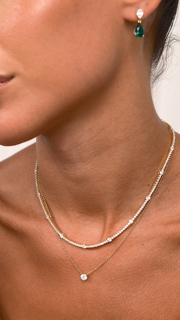 Phoebe Tennis Necklace Gold Vermeil