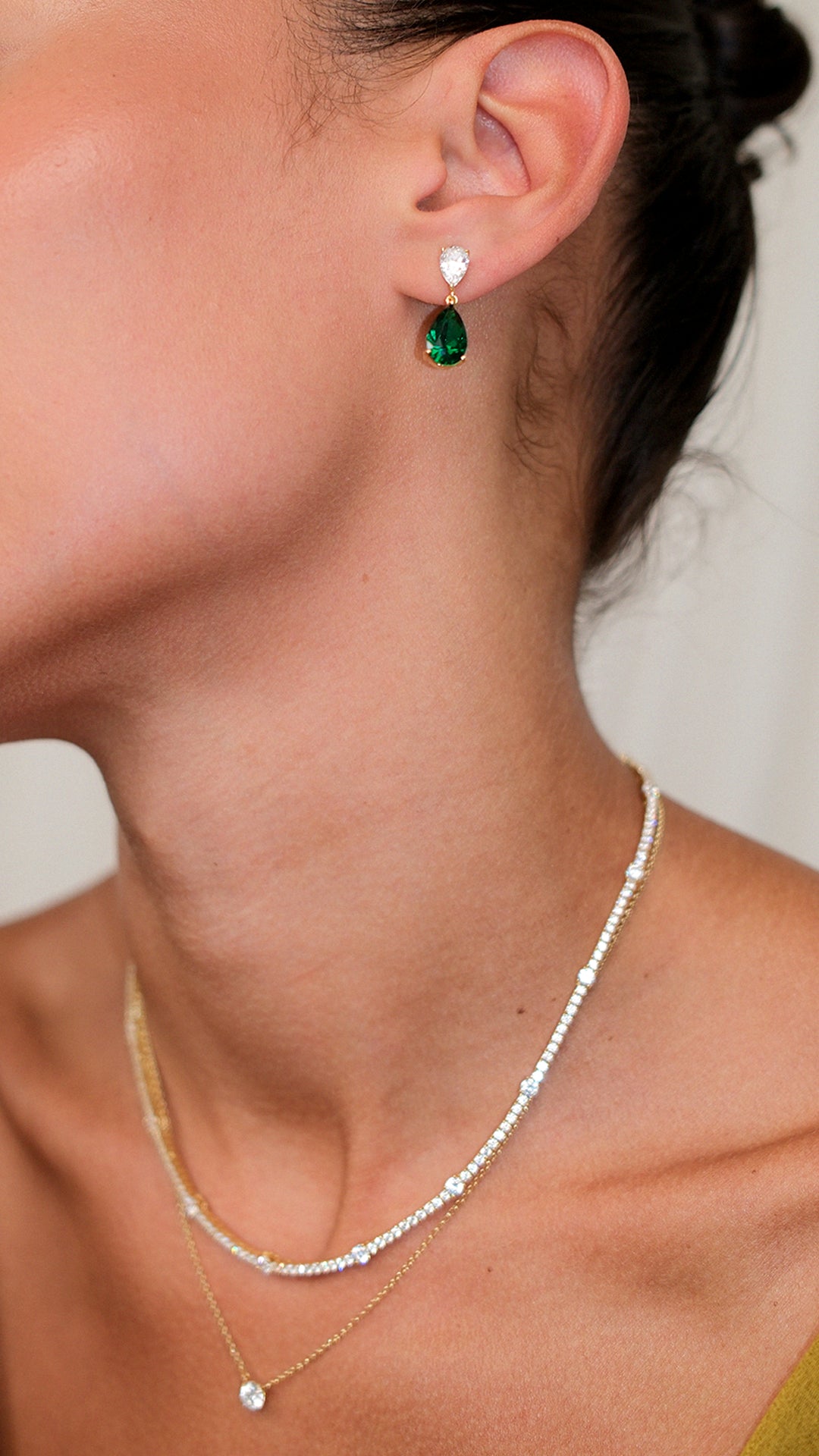 Arabella Emerald Green Earrings Gold Vermeil