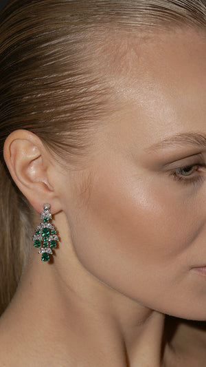 Aster Emerald Chandelier Earrings