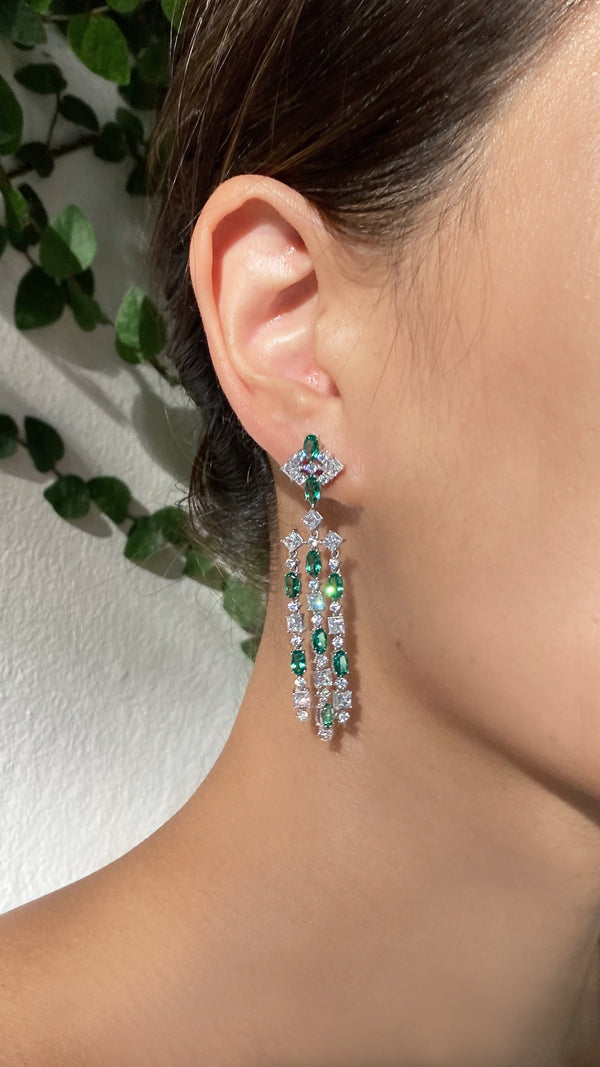 Brady Earrings Emerald Sterling Silver