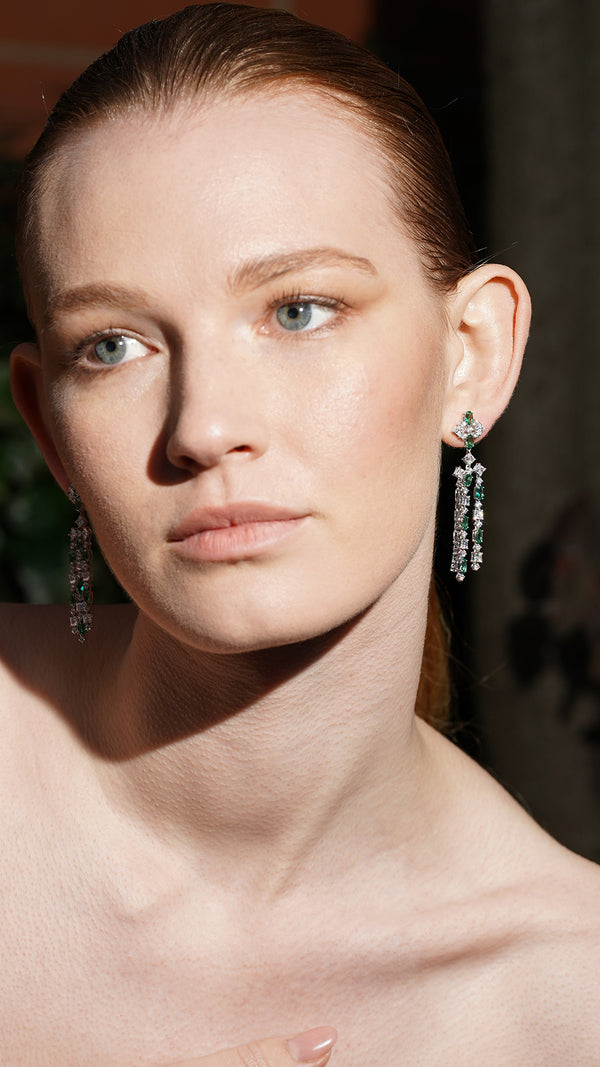Brady Earrings Emerald Sterling Silver