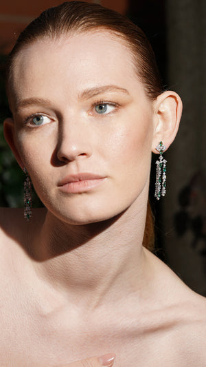 Brady Emerald Earrings White Gold Plated