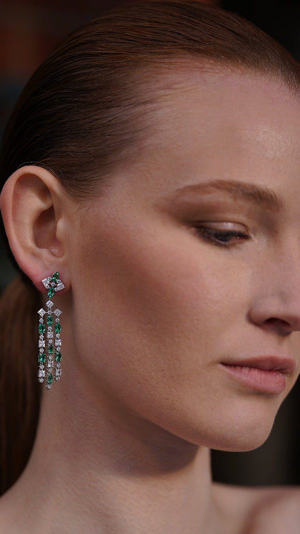 Brady Earrings Emerald Sterling Silver