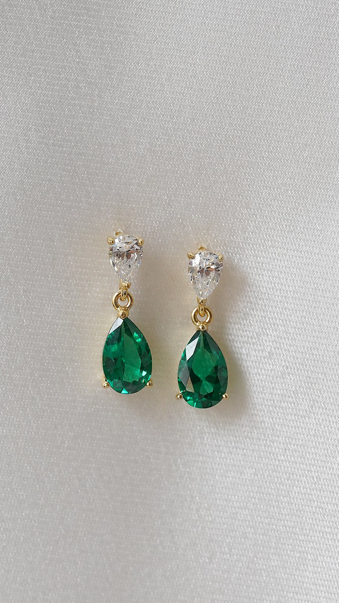 Arabella Baby Emerald Green Earrings Gold Vermeil – CARAT* London UK