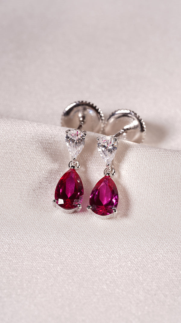 Arabella Ruby Earrings 9K White Gold