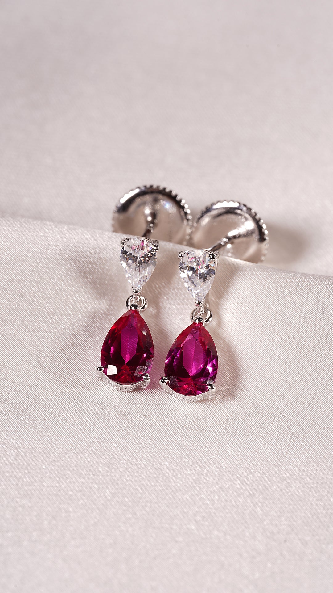 Arabella Ruby Earrings 9K White Gold