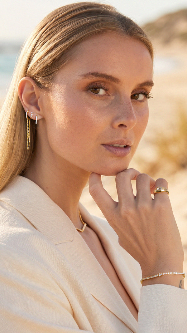 Baby Hoop Drop Earrings Gold Vermeil