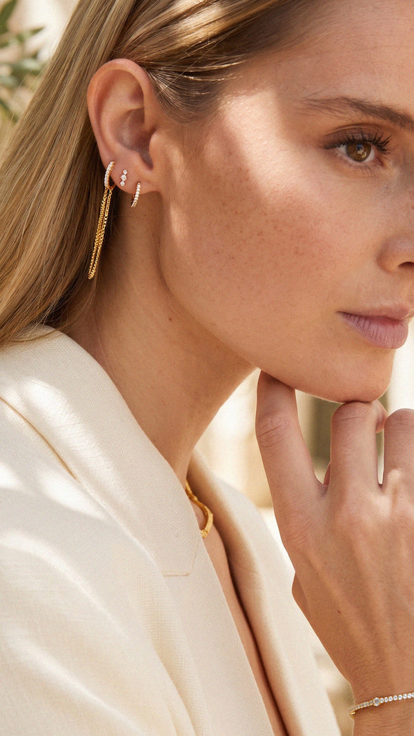 Baby Hoop Drop Earrings Gold Vermeil