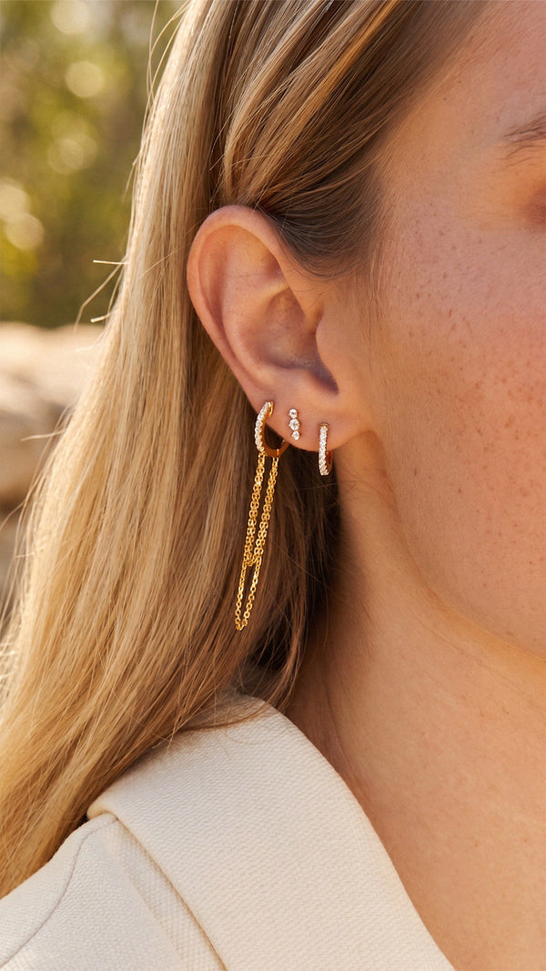Baby Hoop Drop Earrings Gold Vermeil
