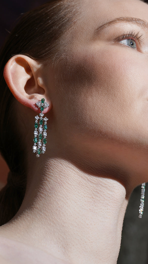 Brady Earrings Emerald Sterling Silver