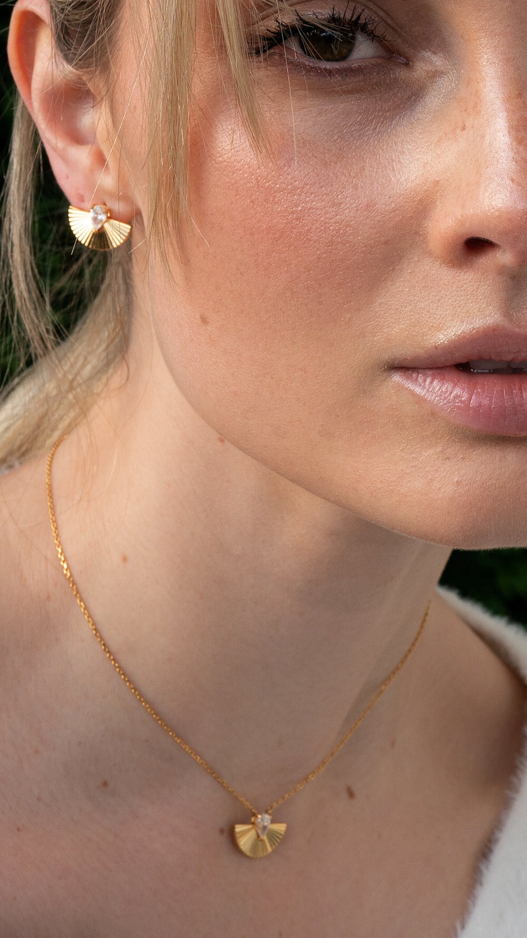 Celene Fan Studs 18K Gold Vermeil