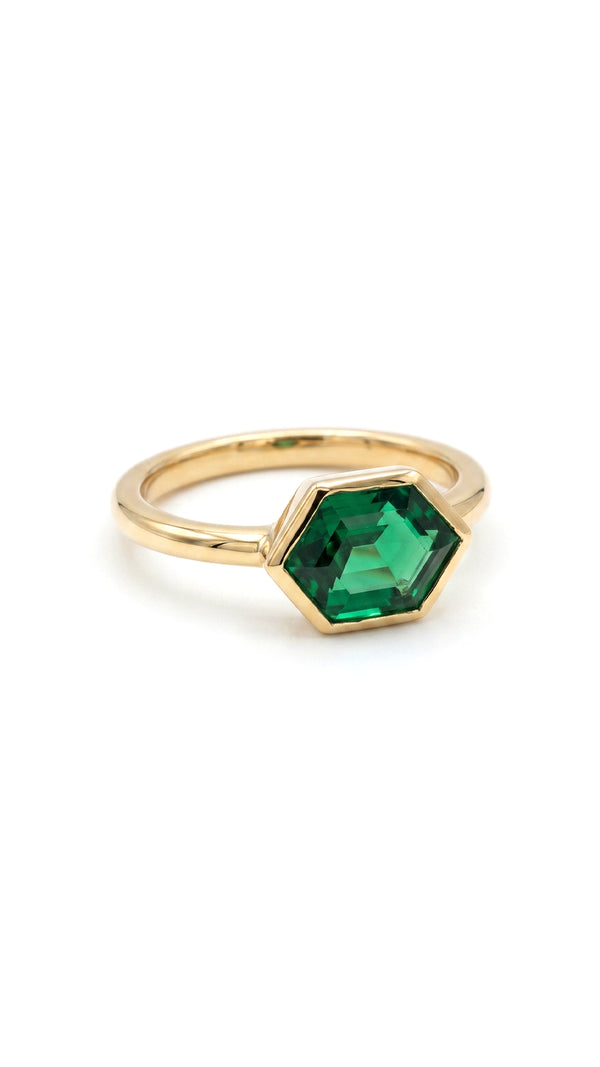 Demi Ring Emerald Green Gold Vermeil