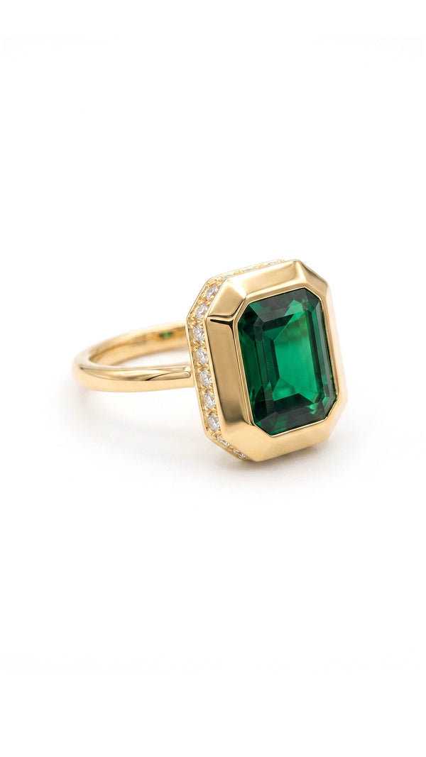 Lily Ring Emerald Green Gold Vermeil