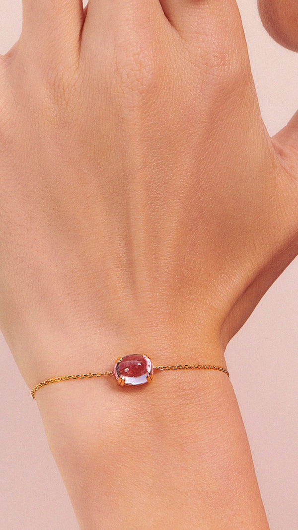Cabochon Bracelet Padparadscha Gold Vermeil