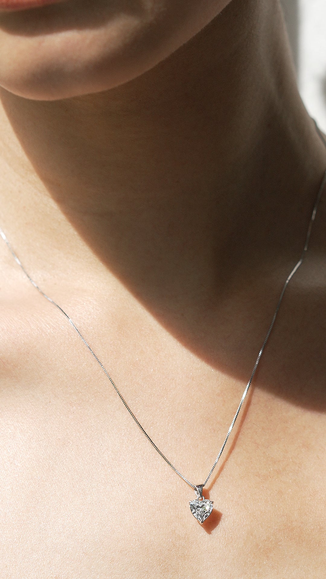 White Gold Necklace Heart Cut Solitaire Diamond Necklace Camden