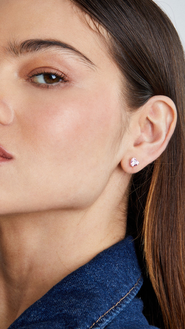 Camden Pink Stud Earrings 9K White Gold