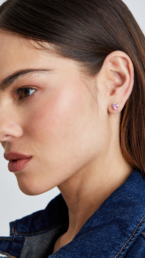 Camden Pink Stud Earrings 9K White Gold