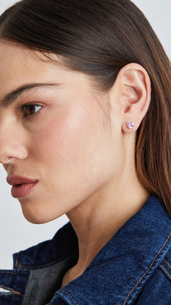 Camden Pink Stud Earrings 9K White Gold