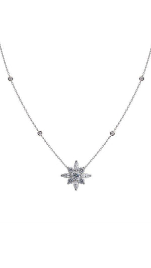 Camelia Necklace White Gold Plated