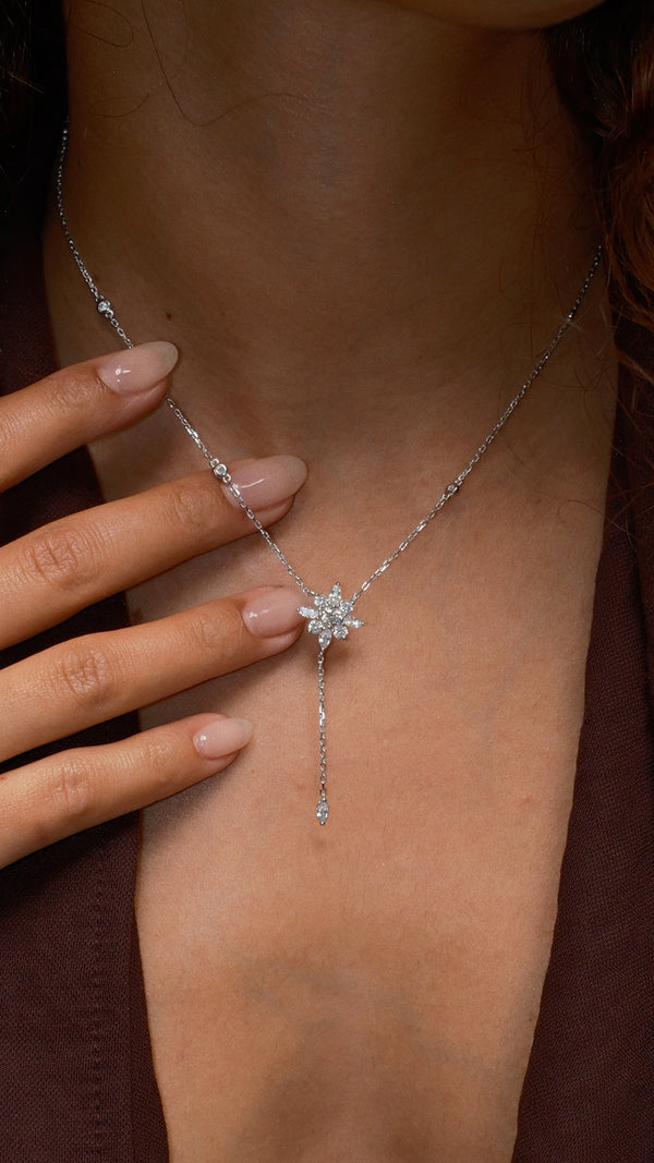 Camelia Drop Necklace Sterling Silver