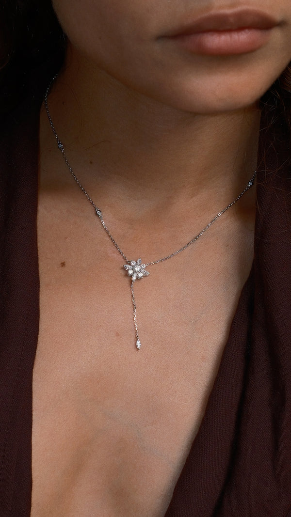 Camelia Drop Necklace Sterling Silver