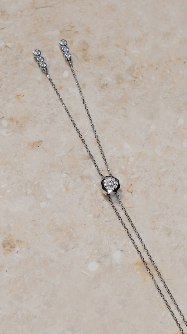 Camelia Drop Necklace Sterling Silver