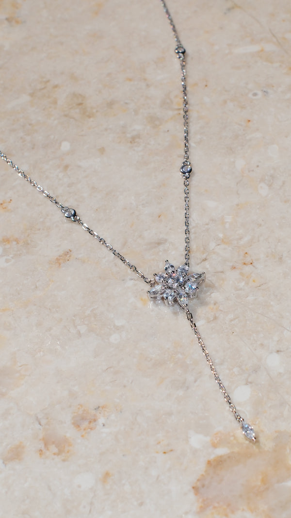 Camelia Drop Necklace Sterling Silver