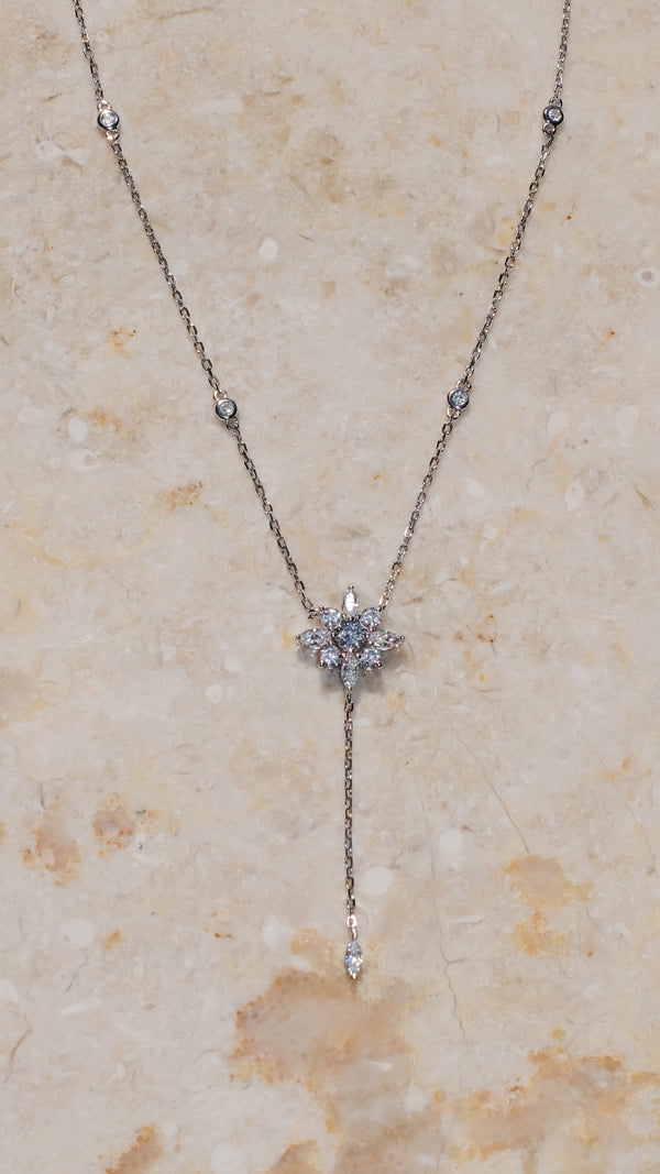 Camelia Drop Necklace Sterling Silver