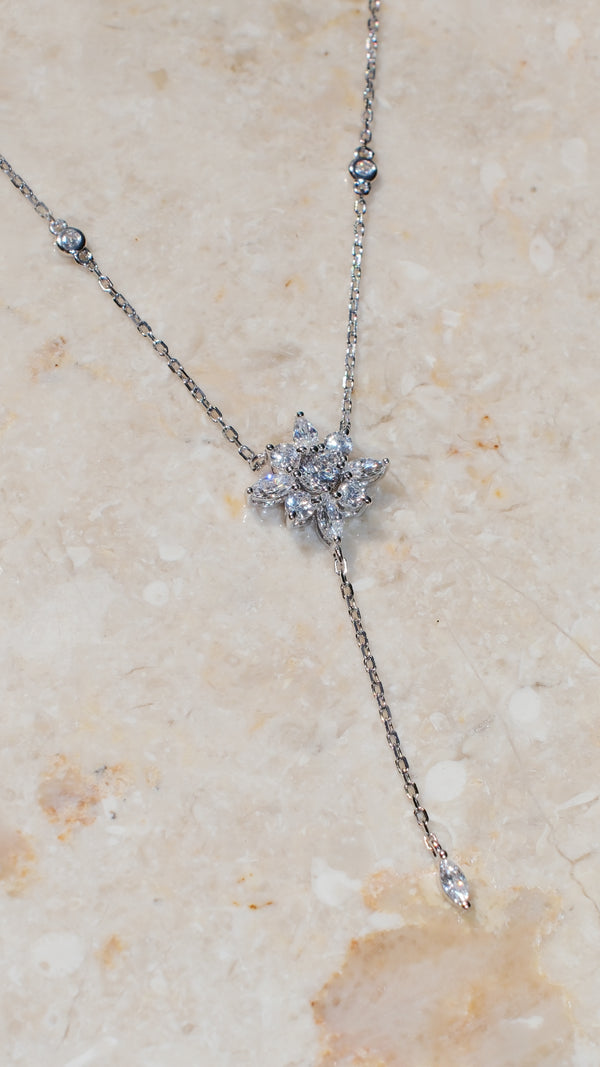 Camelia Drop Necklace Sterling Silver