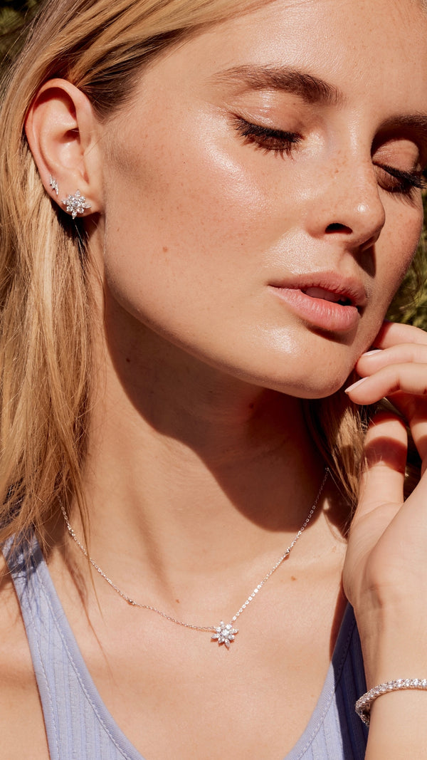 Camelia sterling silver vintage inspired necklace for women