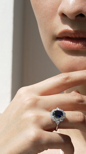 Diamond with deals sapphire ring