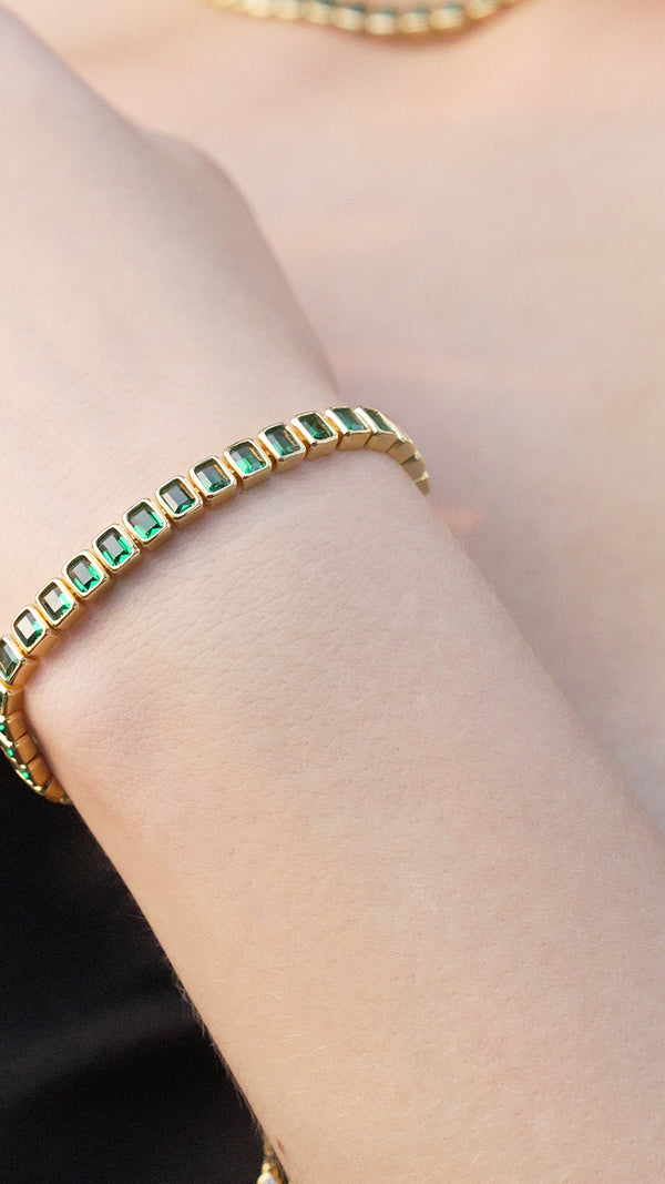 Cassidy Emerald Green Bracelet Gold Vermeil