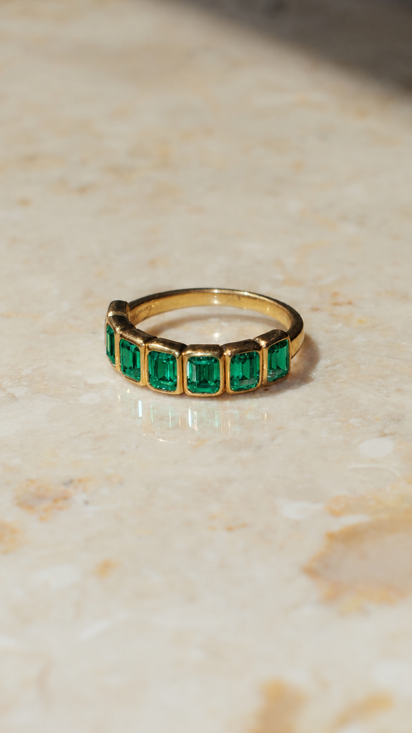 Cassidy Ring Emerald Green Gold Vermeil