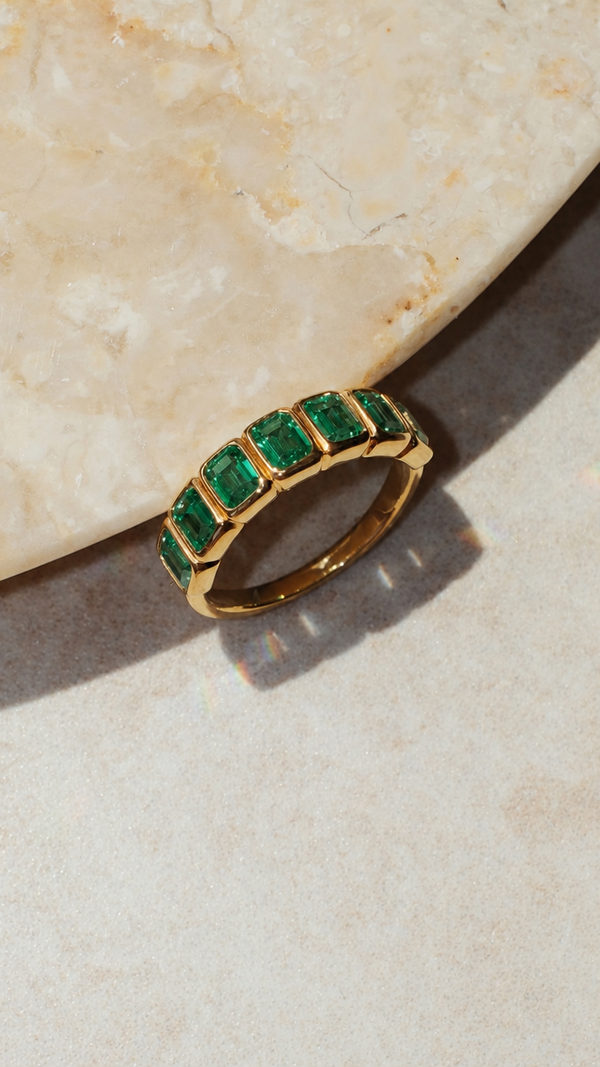 Cassidy Ring Emerald Green Gold Vermeil