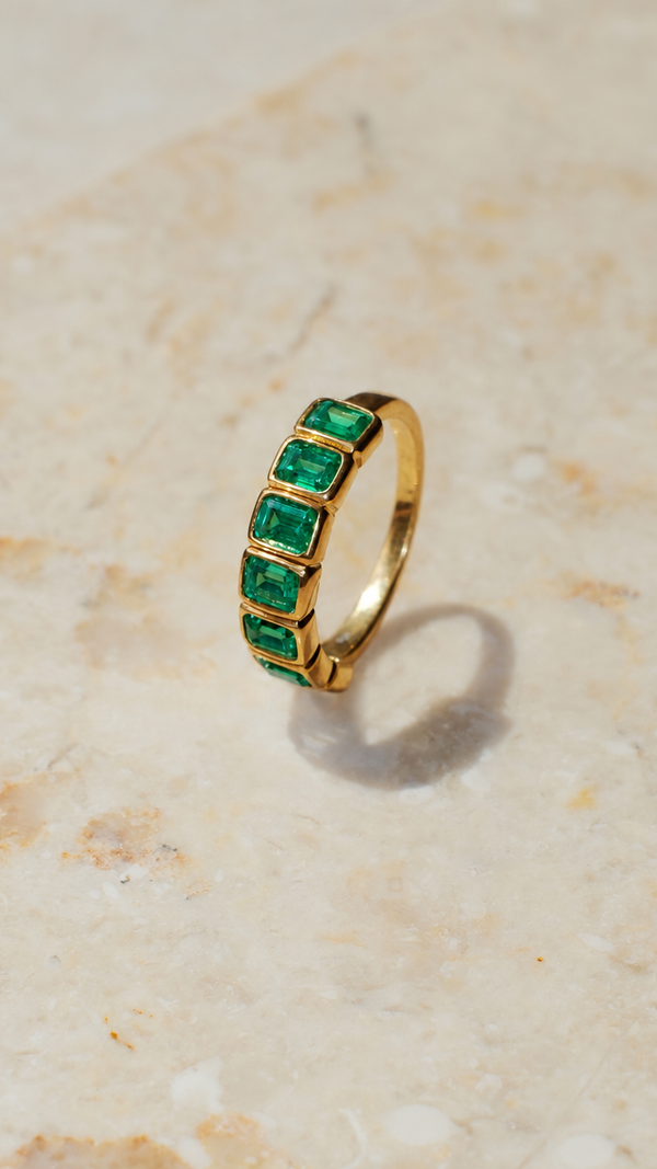 Cassidy Ring Emerald Green Gold Vermeil