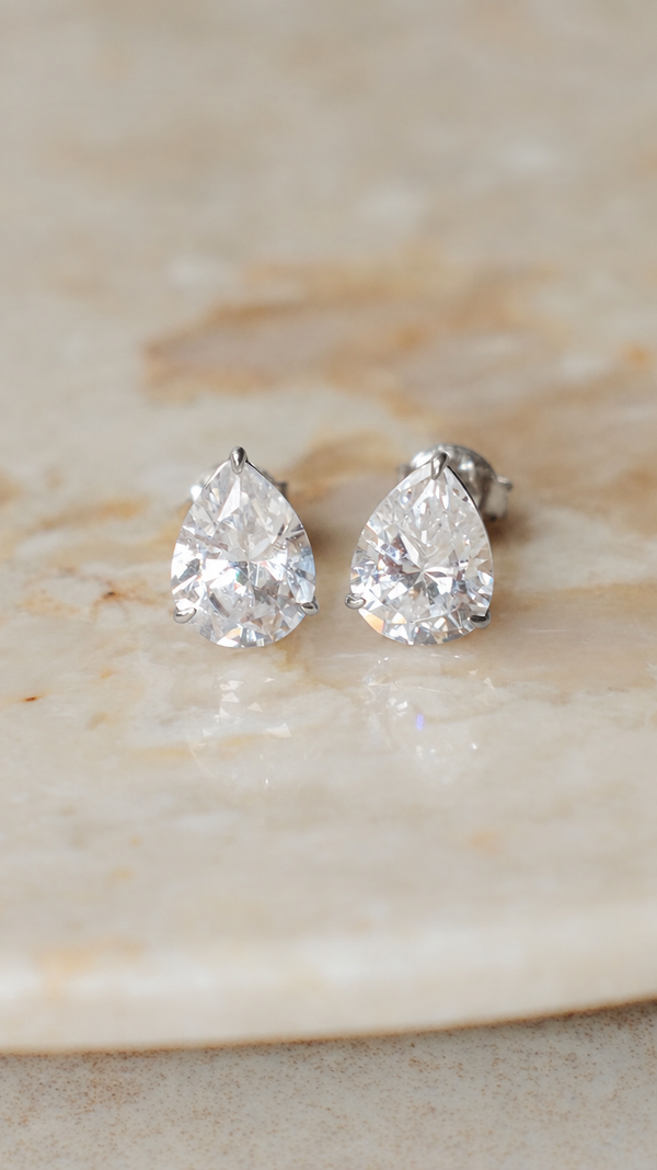 Cecile Stud Earrings 9K White Gold
