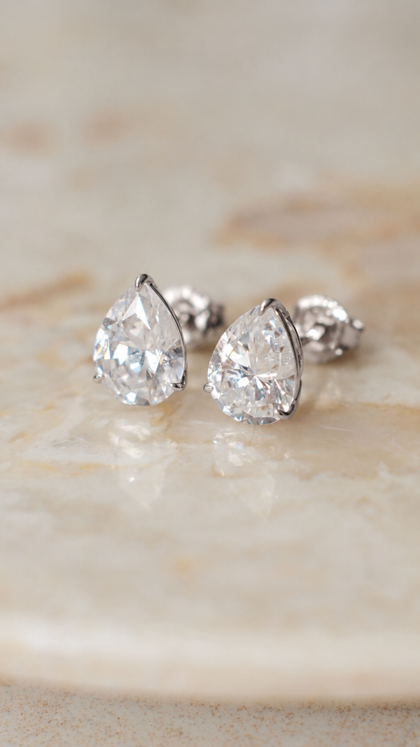 Cecile Stud Earrings 9K White Gold