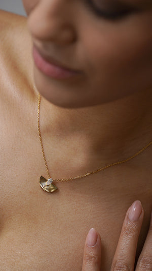 Celene Fan Necklace 18K Gold Vermeil