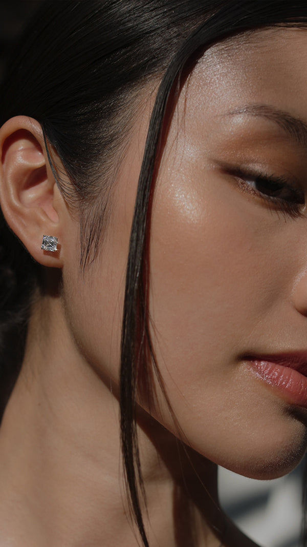Charlie Stud Earrings 9K White Gold
