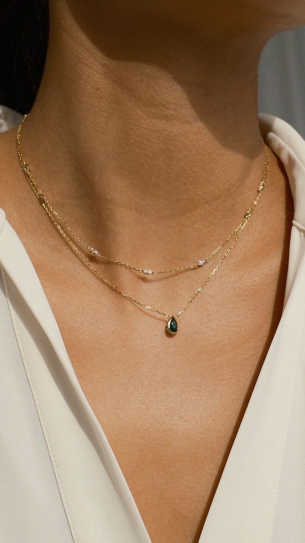 Danu Necklace Emerald Green Gold Vermeil